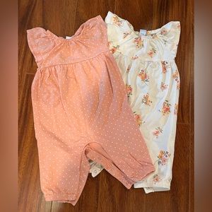 Two Old Navy Rompers Size 6-12 months